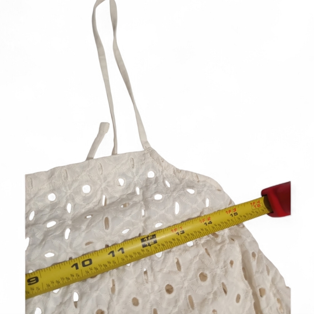 Vitamin A Eyelet Tie Shoulder Swim Coverup White Mini Beach Dress Sz M - Picture 5 of 8